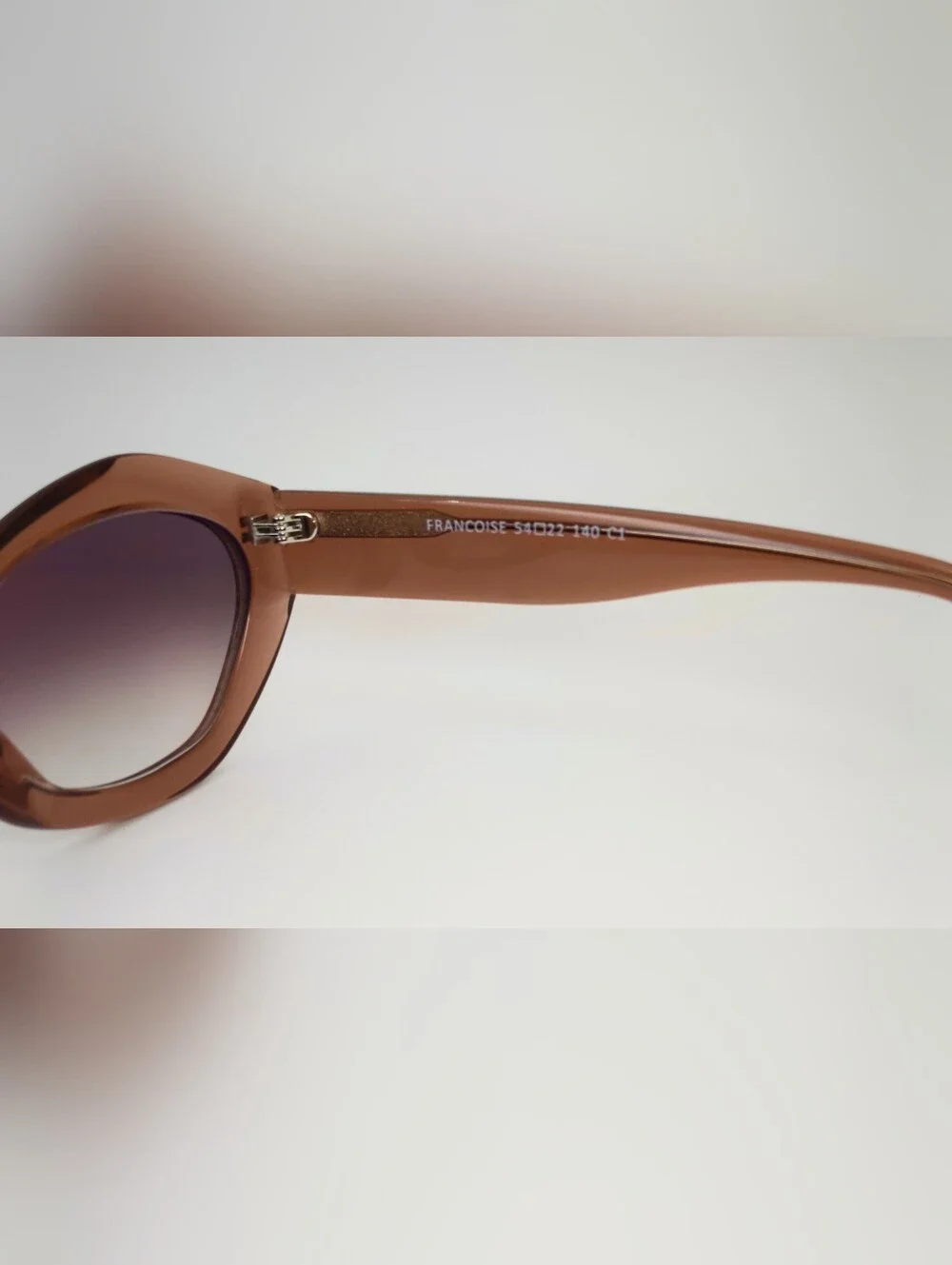 Francois. Smoke pink Cat-Eye Women's Eyewear. Faceted Front.
